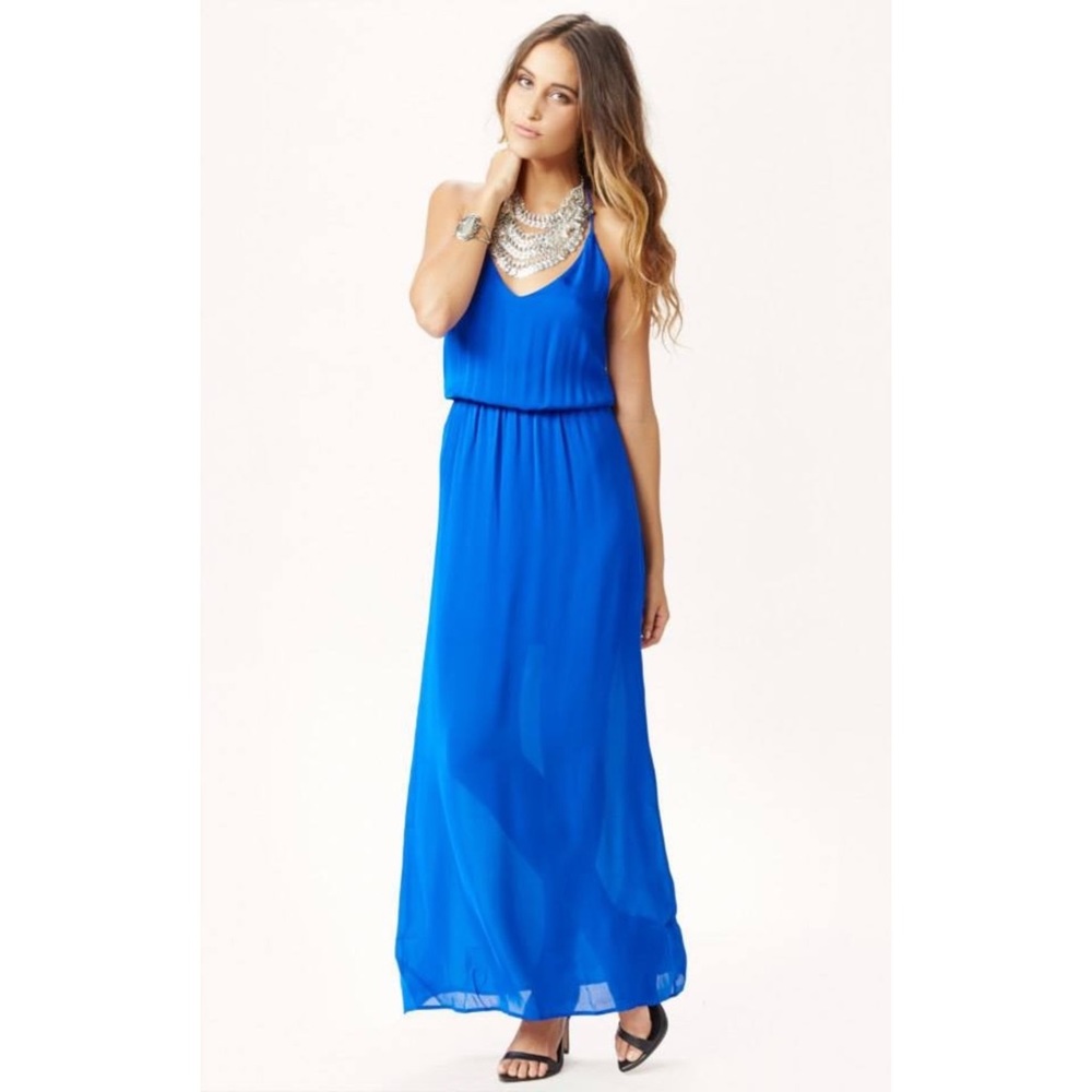 Rory Beca Ellie deep V Neck Dress in Royal